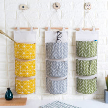 Load image into Gallery viewer, 2215 Cotton Linen Waterproof Hanging Storage Bag Hanging Multilayer Hanging Diaper Art Door After Debris Storage Bag Sleeves

